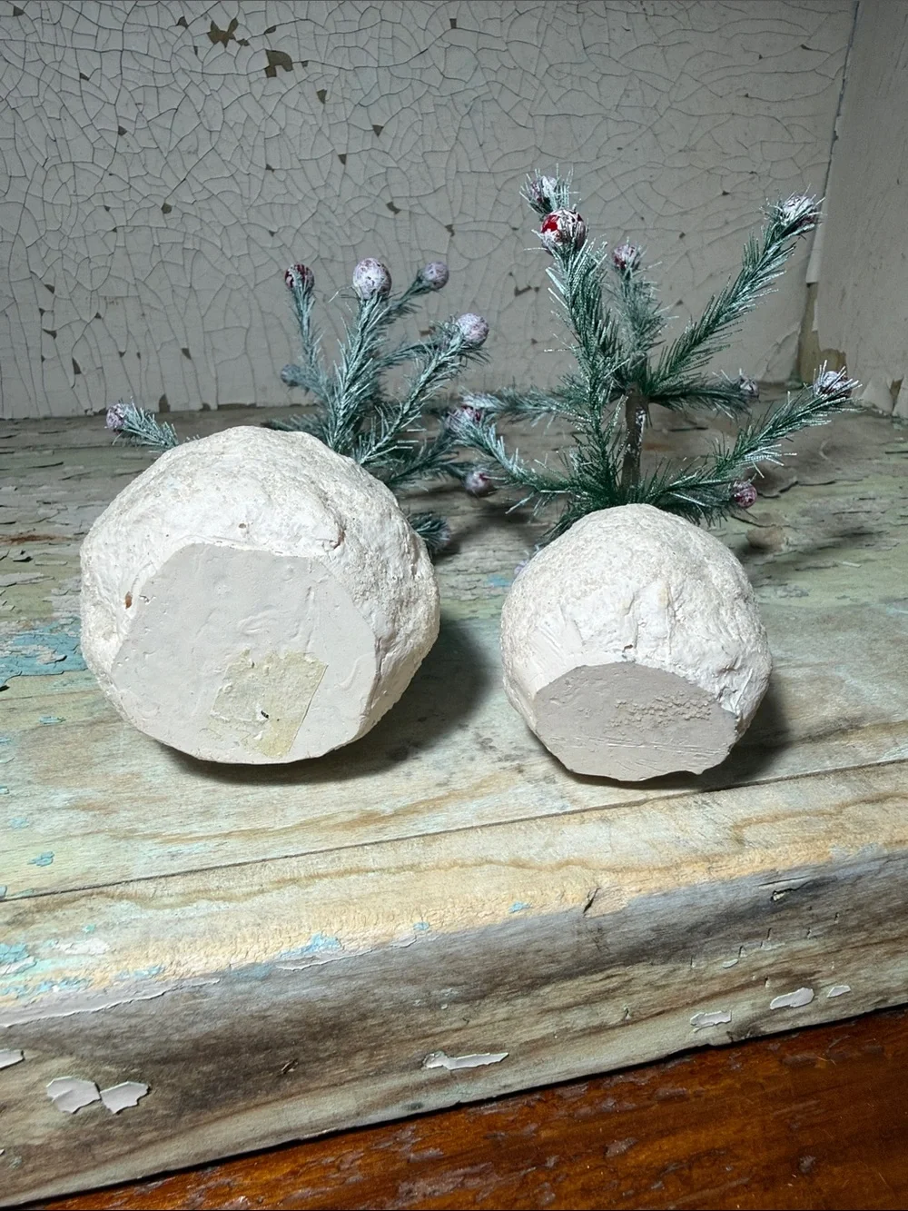 ❄️ Set of 2 Small Decorative Snowball Trees